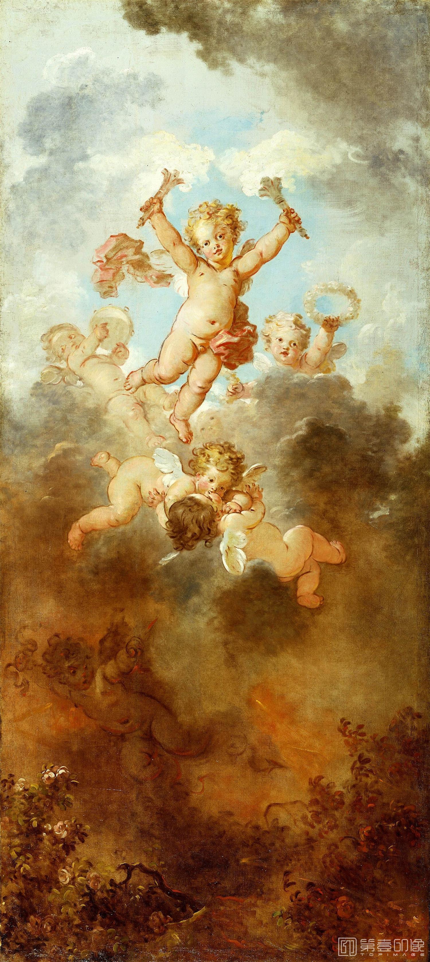 油画-美国弗里克美术馆藏画-Jean-Honoré Fragonard - The Progress of Love Love Triumphant, 1790-1791-132